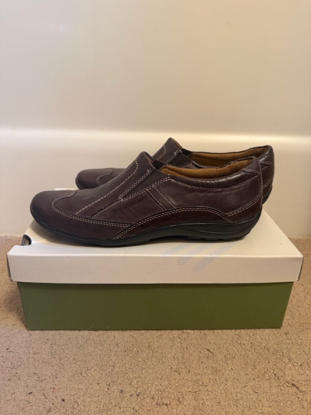 Natural Soul By Naturalizer Women’s Brown “Flor” Leather Slip-On Oxfords NIB - Picture 4 of 9